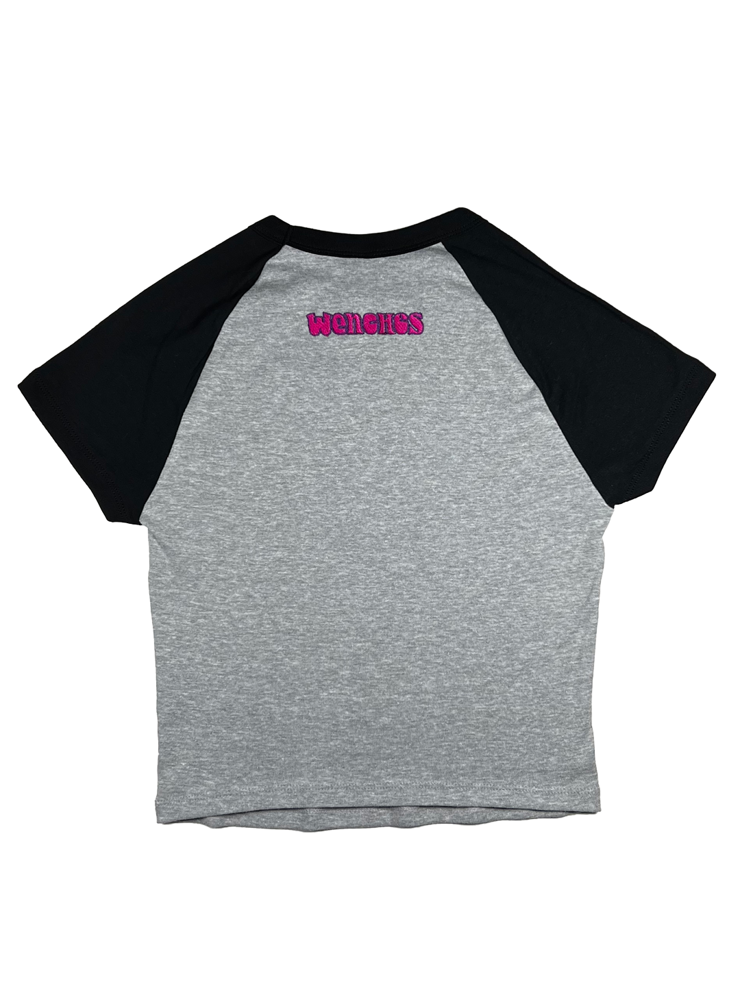 Wenches 2024 Baby Tee Pink Purple Logo Back