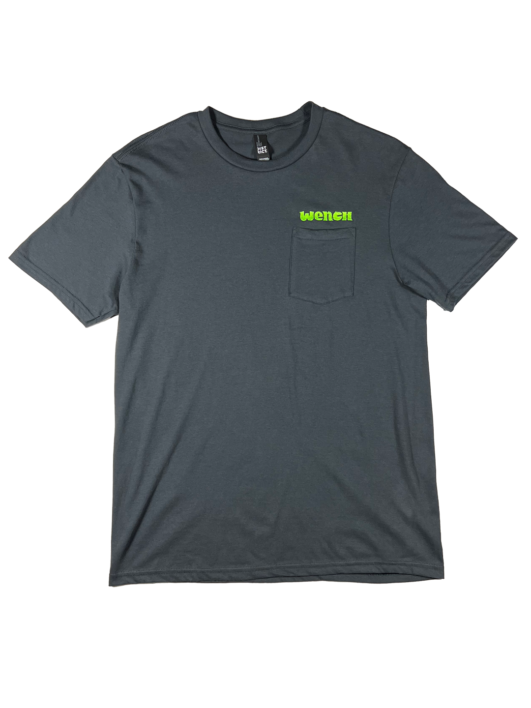 Wenches 2024 Unisex Pocket Tee Lime Green Logo Front