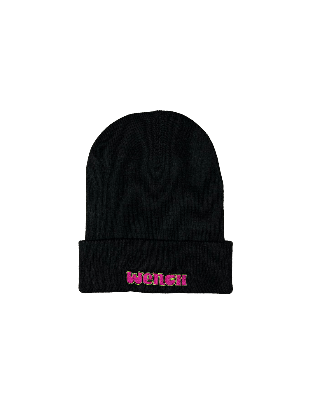 Wenches 2024 Black Beanie Pink Green Wench Logo