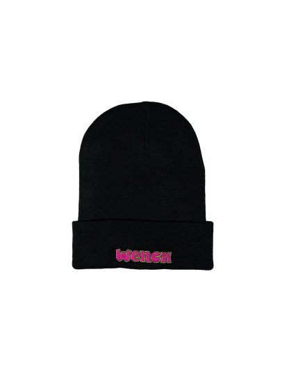 Wenches 2024 Black Beanie Pink Green Wench Logo