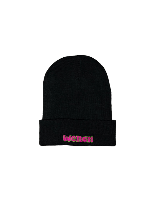 Wenches 2024 Black Beanie Pink Green Wench Logo