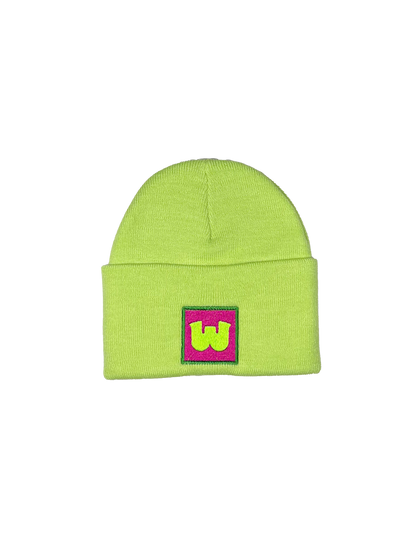 Wenches 2024 Beanie Green W Logo Pink Green