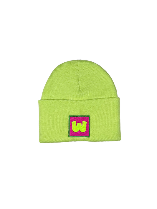 Wenches 2024 Beanie Green W Logo Pink Green