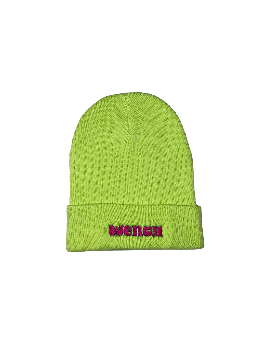 Wenches 2024 Grass is Greener Beanie Pink Green Wench Logo