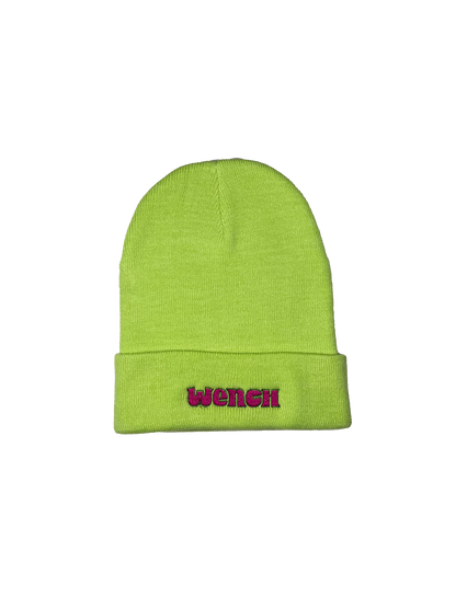 Wenches 2024 Grass is Greener Beanie Pink Green Wench Logo