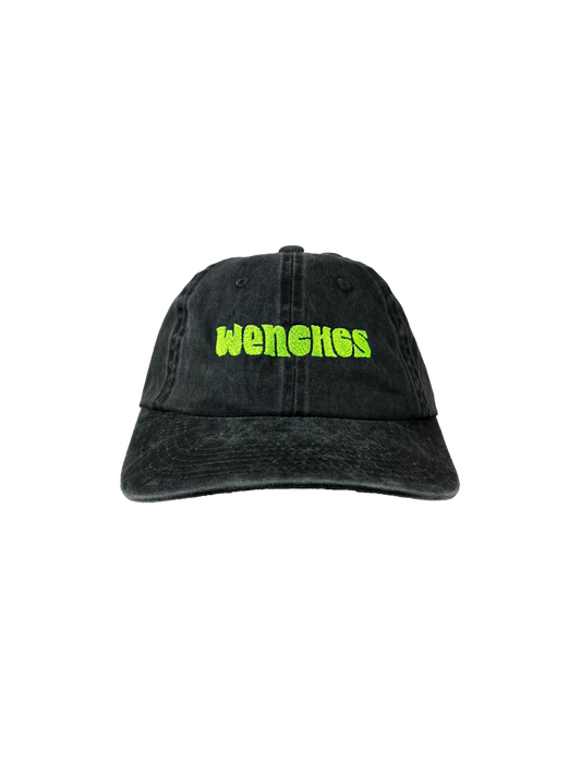 Wenches 2024 Hat Black Lime Green Thread Front