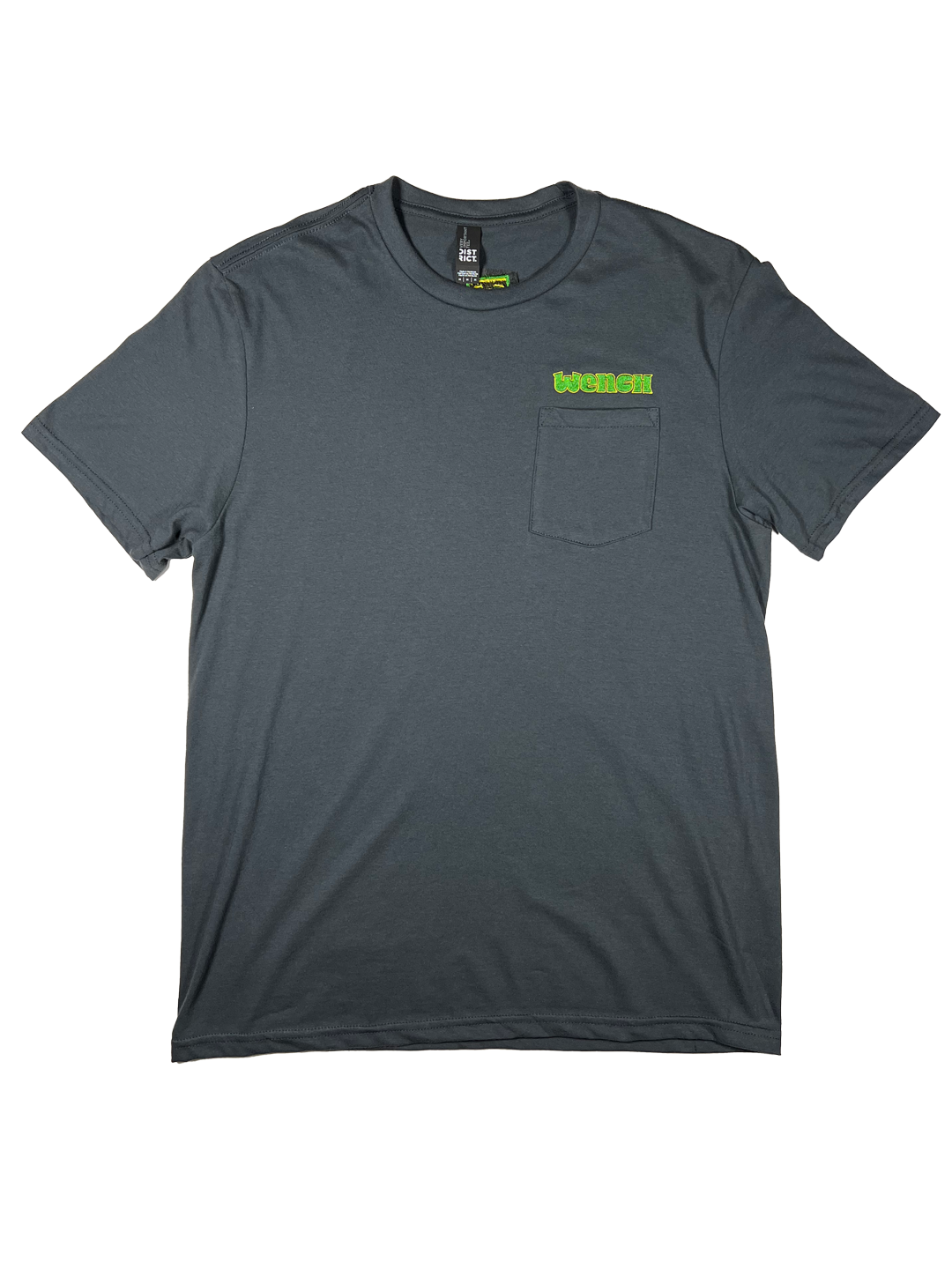 Wenches 2024 Unisex Pocket Tee Green Yellow Logo Front