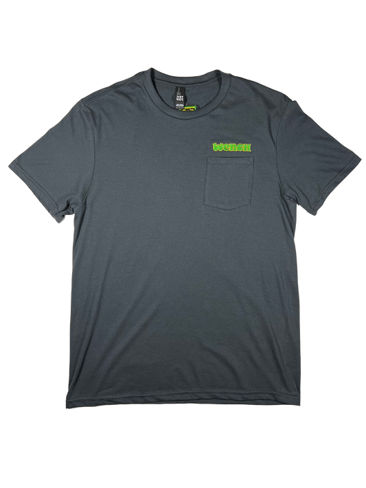 Wenches 2024 Unisex Pocket Tee Green Yellow Logo Front