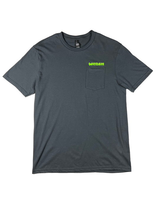 Wenches 2024 Unisex Pocket Tee Lime Green Logo Front